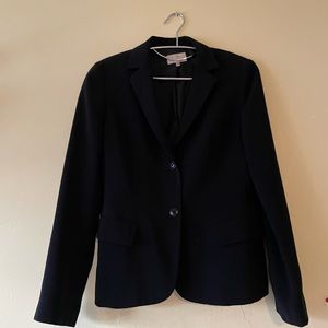 G2000 black lined blazer, size 5, approx 15” shoulder to shoulder, 26”L